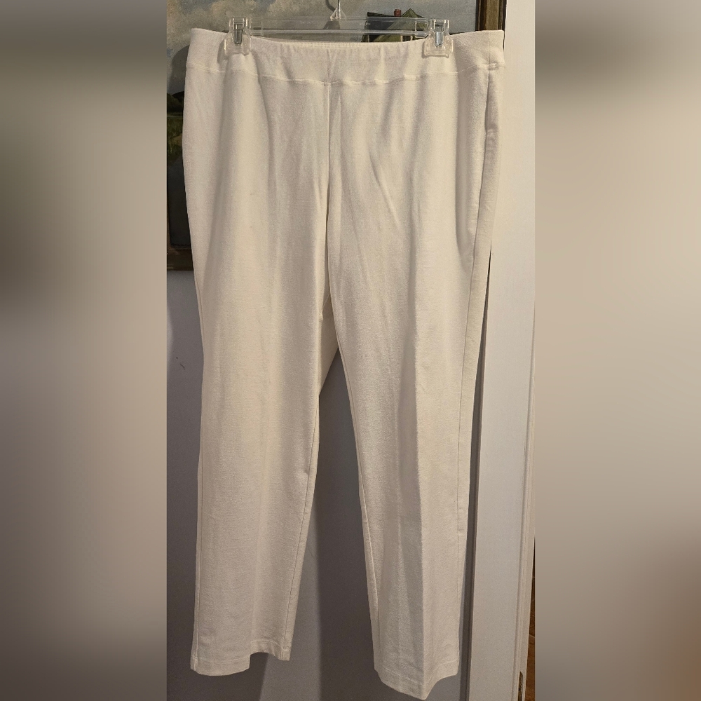 Eileen Fisher white viscose pants 30" inseam Womens 1X